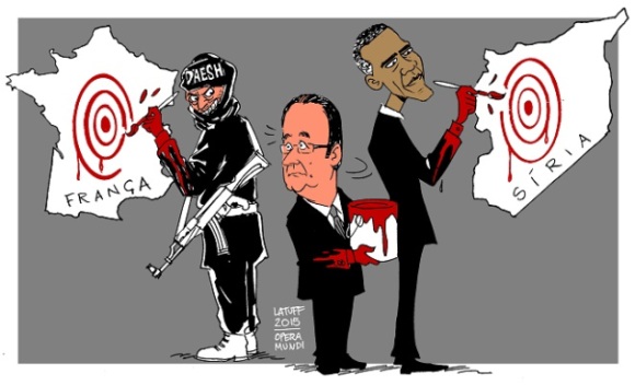 Guerra não se resolve com guerra (Arte: Latuff/Reprodução Opera Mundi)